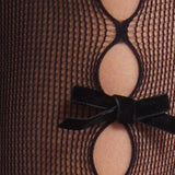 Pearl Bow Peek A Bow Tights - Black