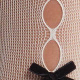 Pearl Bow Peek A Bow Tights - White