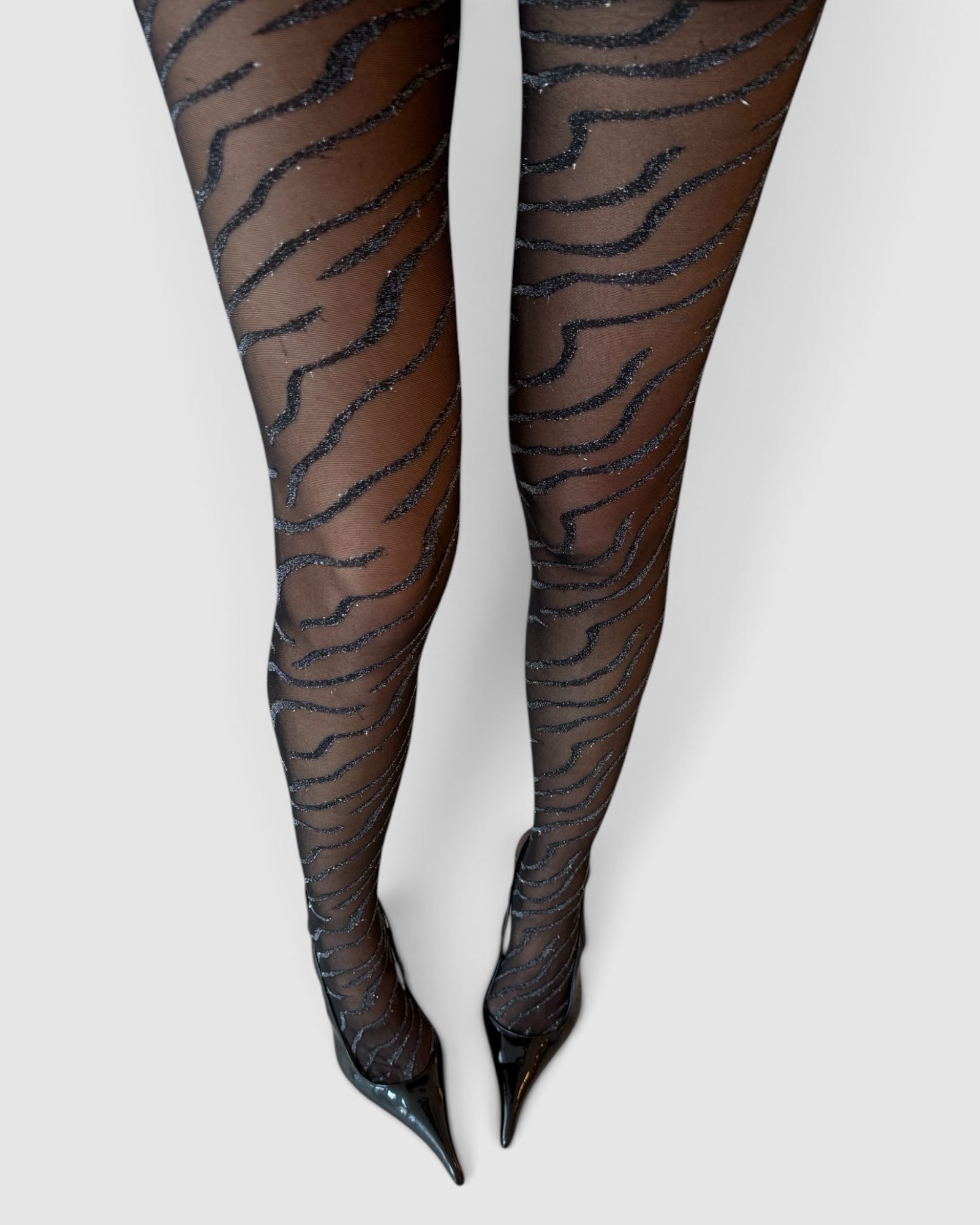 Metallic Zebra Premium Jacquard Tights