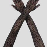 Queen Leopard Print Sheer Mesh 55cm Opera Length Glove