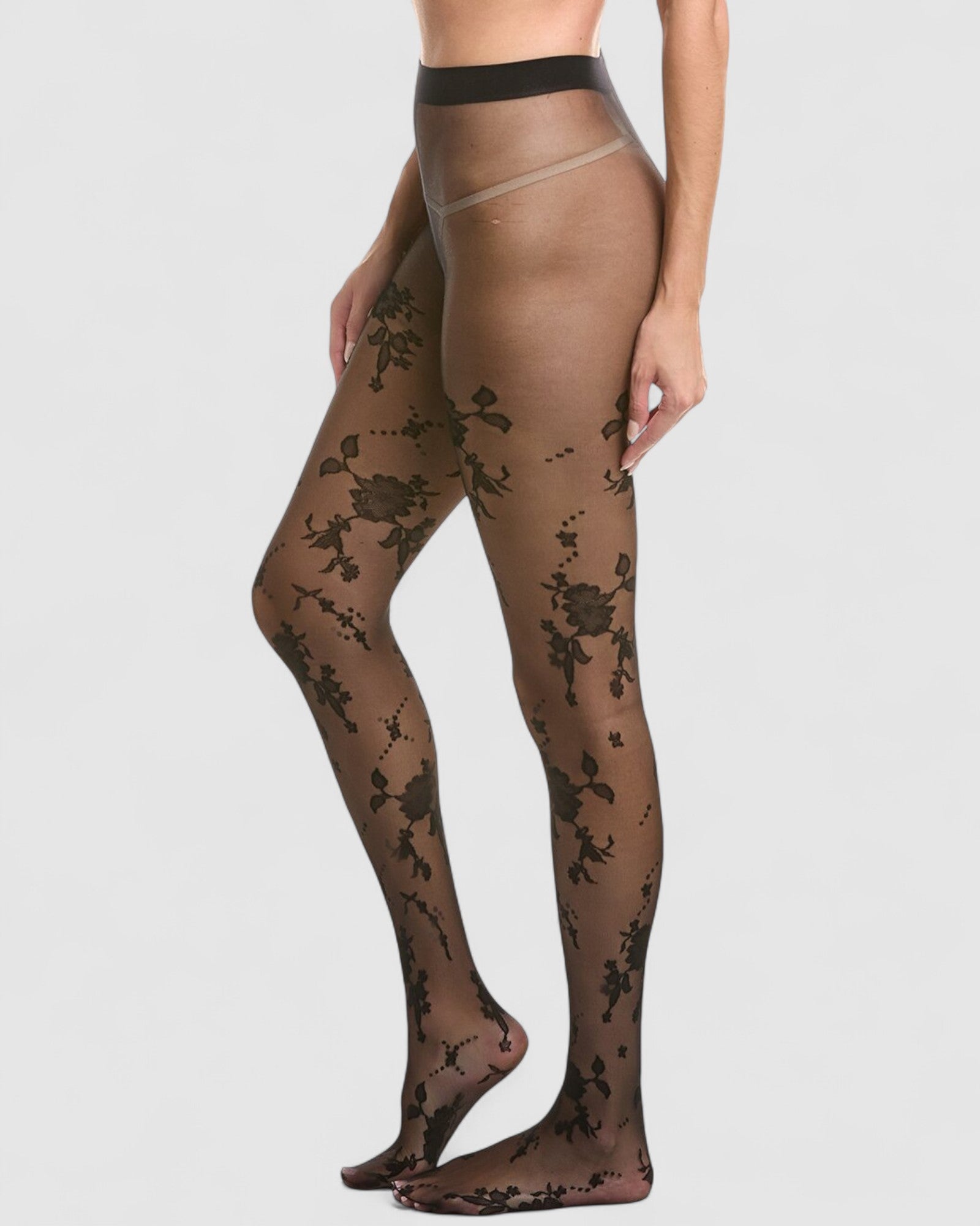 Floral Jacquard Sheer Tights