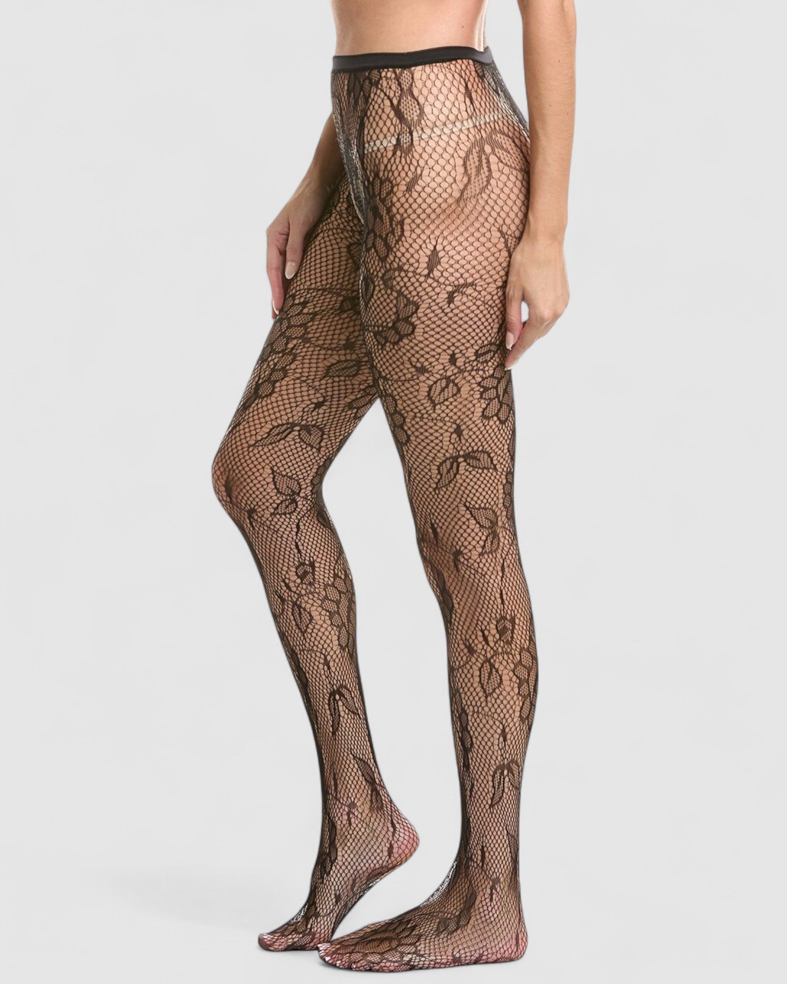 Shadow Bloom Floral Fishnet Tights