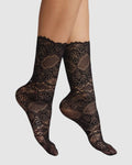 Scalloped Lace Socks - Black