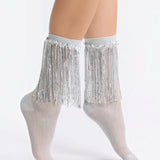 Stevie Metallic Lurex Socks With Glitter Fringe