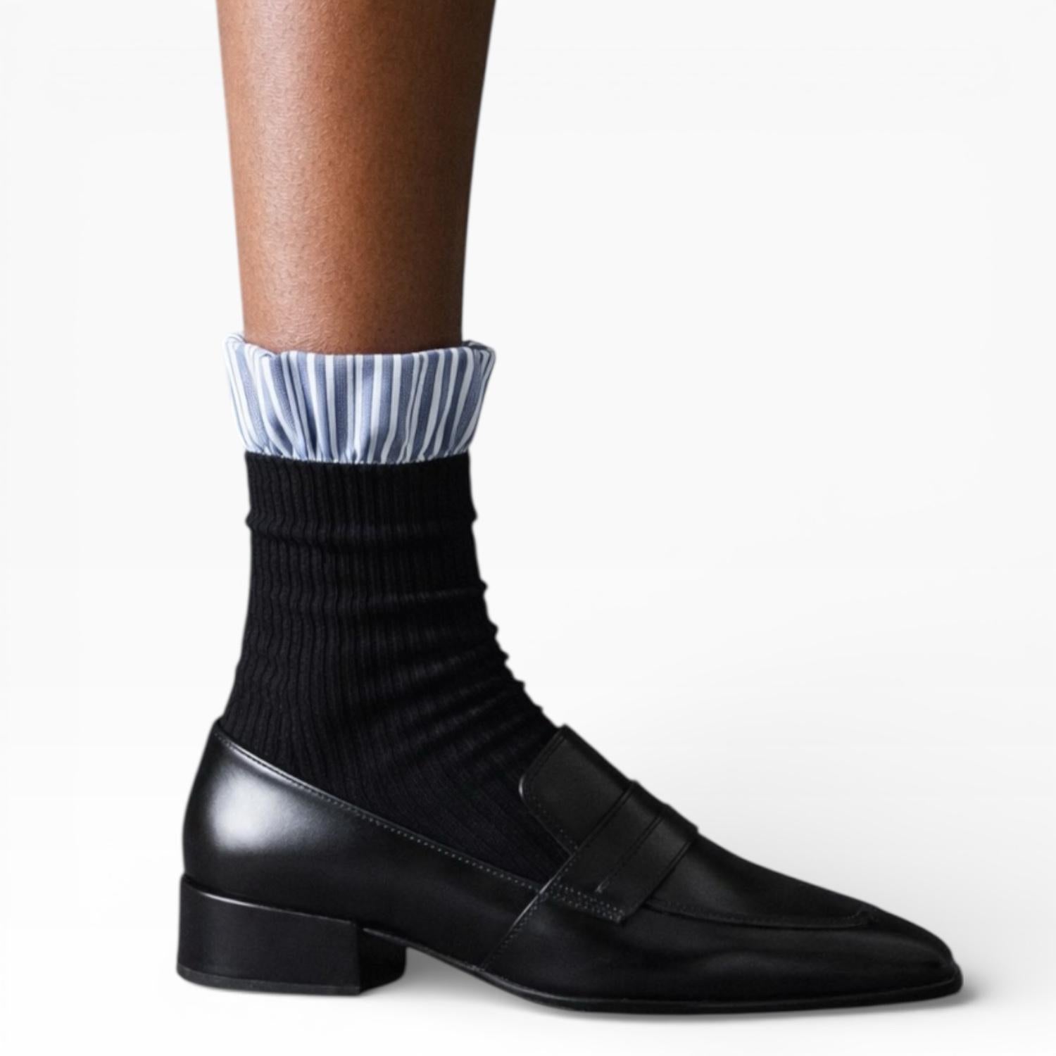 Lauren Pinstripe Cuff Socks