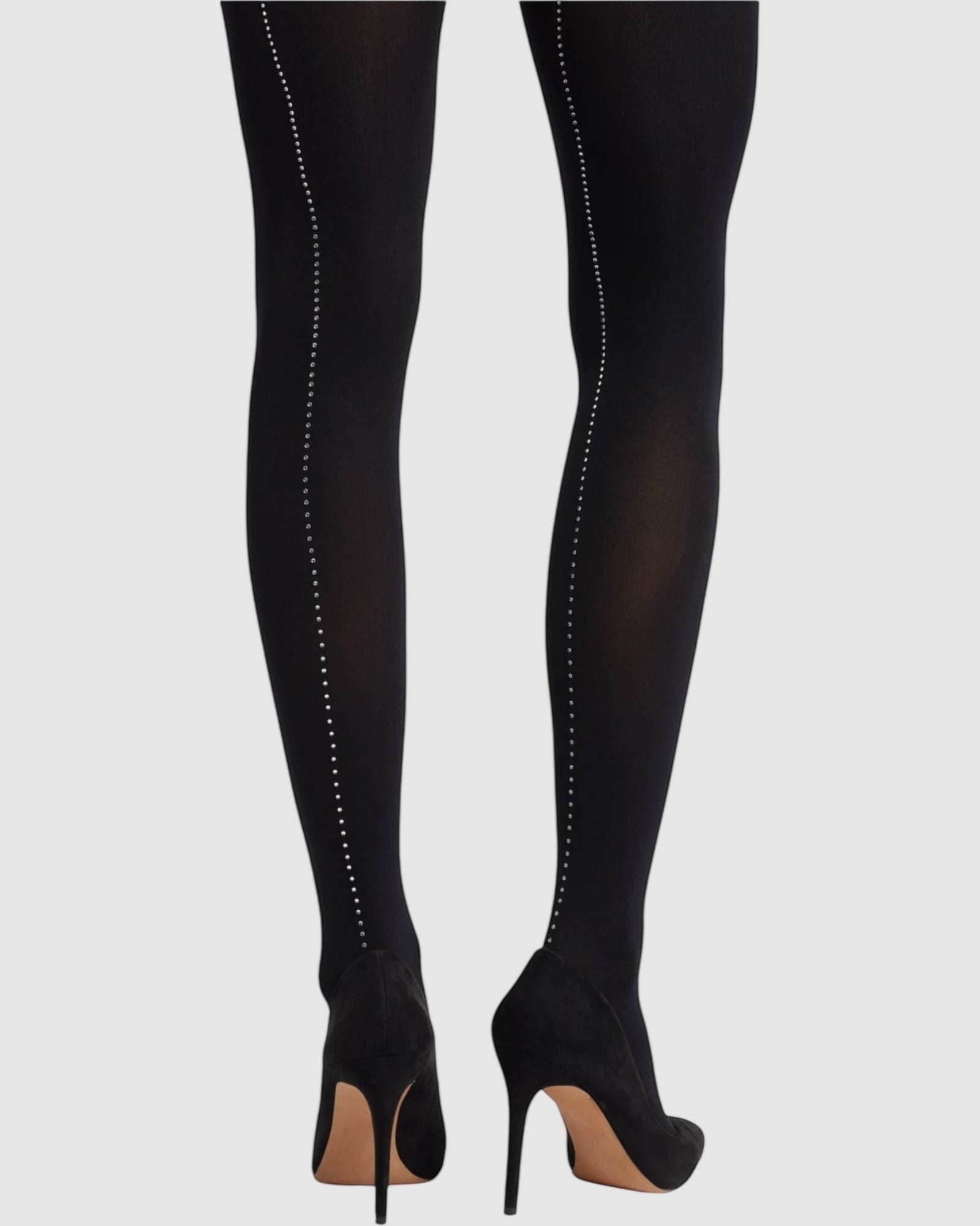 Satellite Crystal Back Seam Opaque Tights