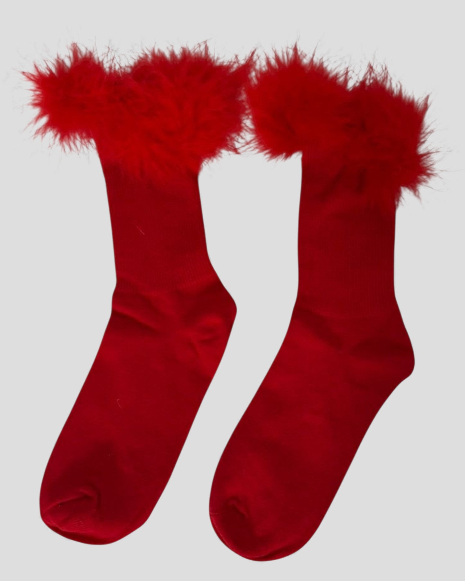 Frou-Frou Faux Fur Trim Combed Cotton Socks