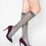 Herringbone Lurex Knee High Socks