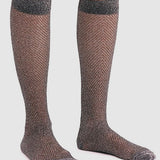Herringbone Lurex Knee High Socks