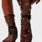 Venetian Vine Sheer Socks - Black