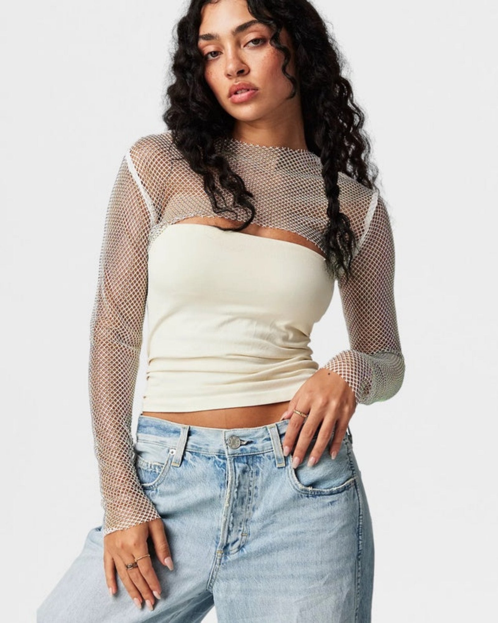 Siren Mesh Bolero - White