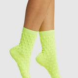 Waffle Combed Cotton Socks - Lime