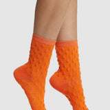 Waffle Combed Cotton Socks - Orange
