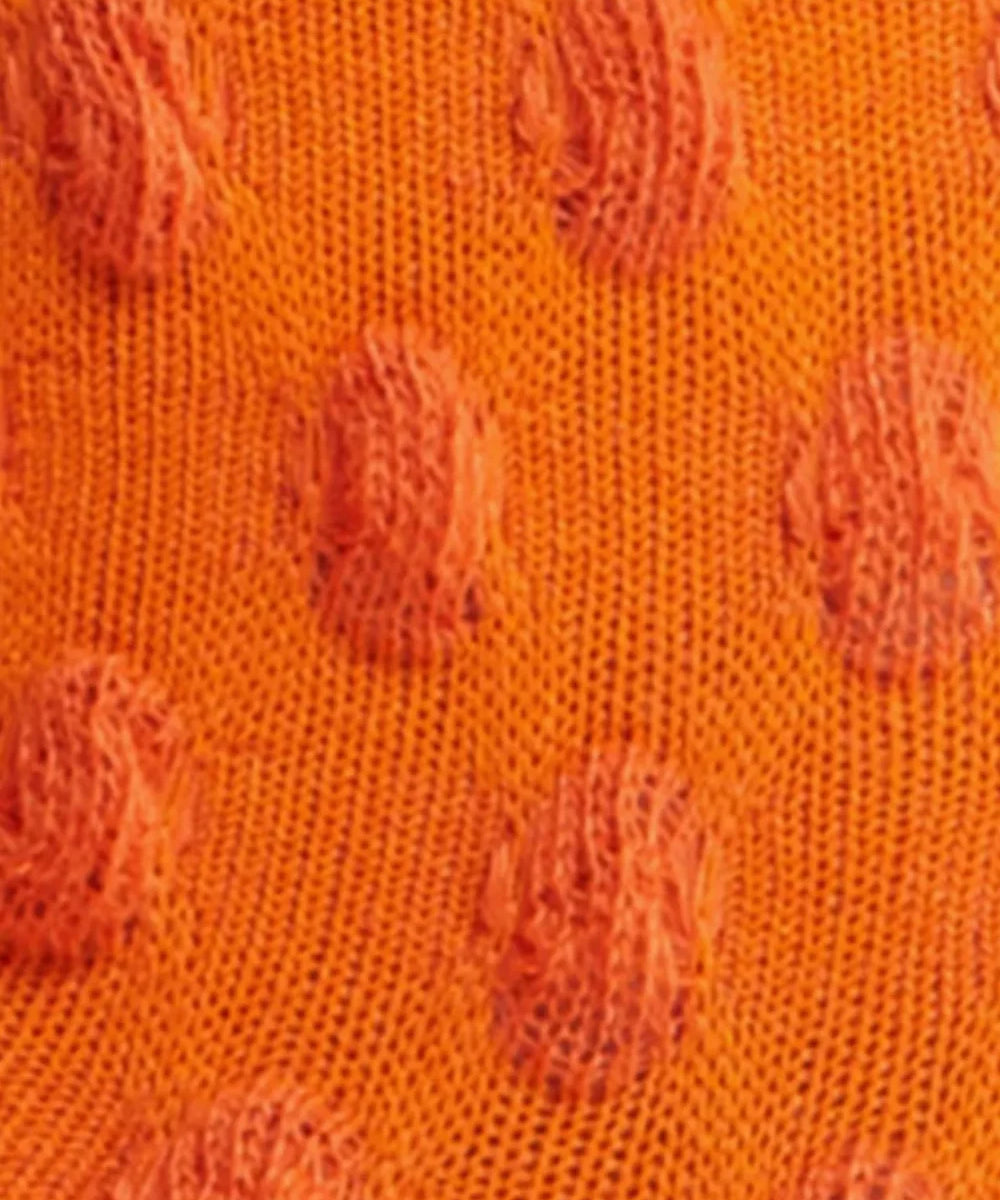 Waffle Combed Cotton Socks - Orange