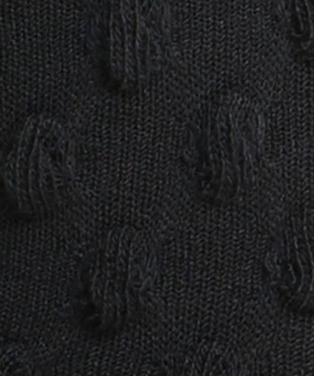 Waffle Combed Cotton Socks - Black