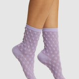 Waffle Combed Cotton Socks - Purple