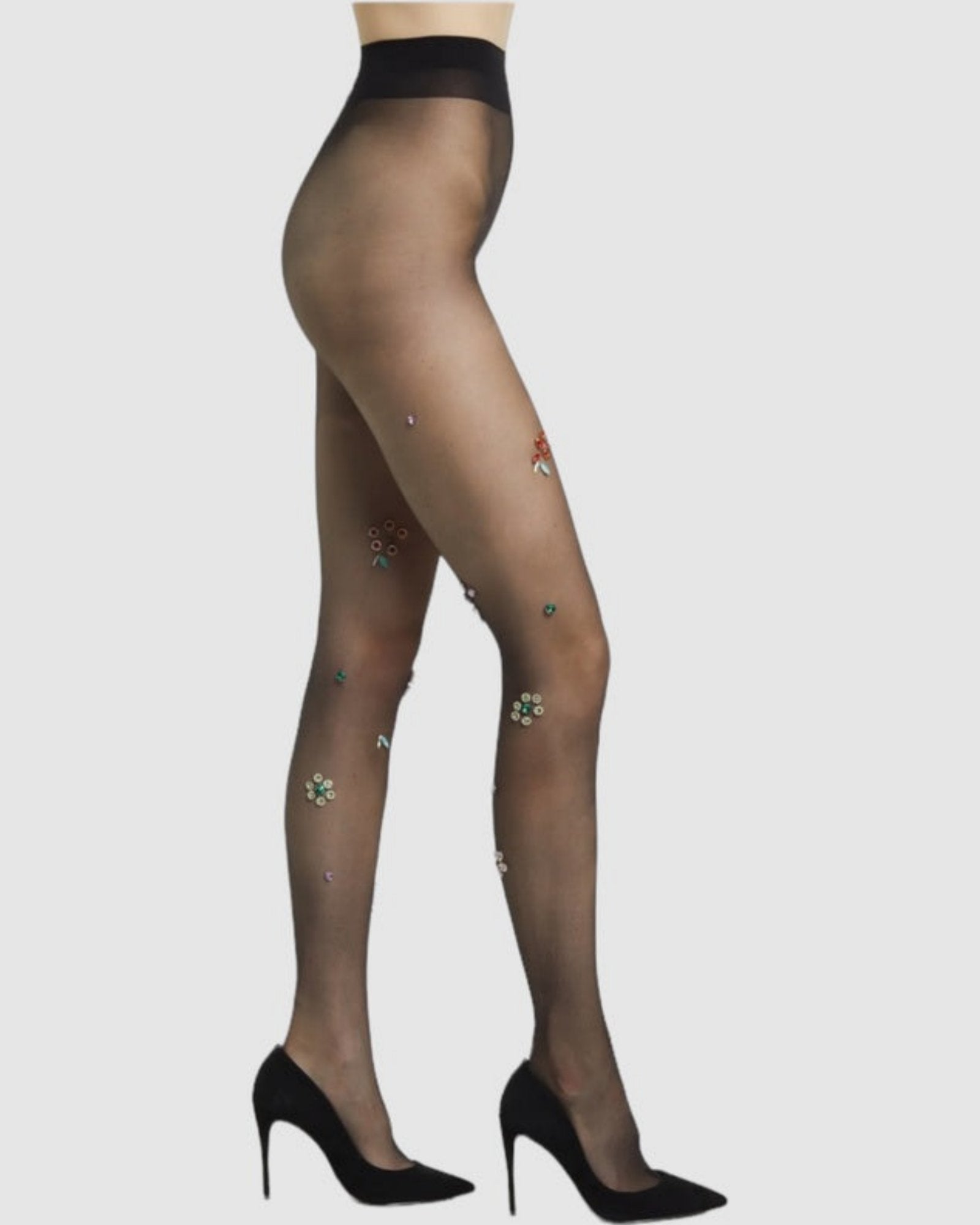 Arcadia Crystal Floral Tights