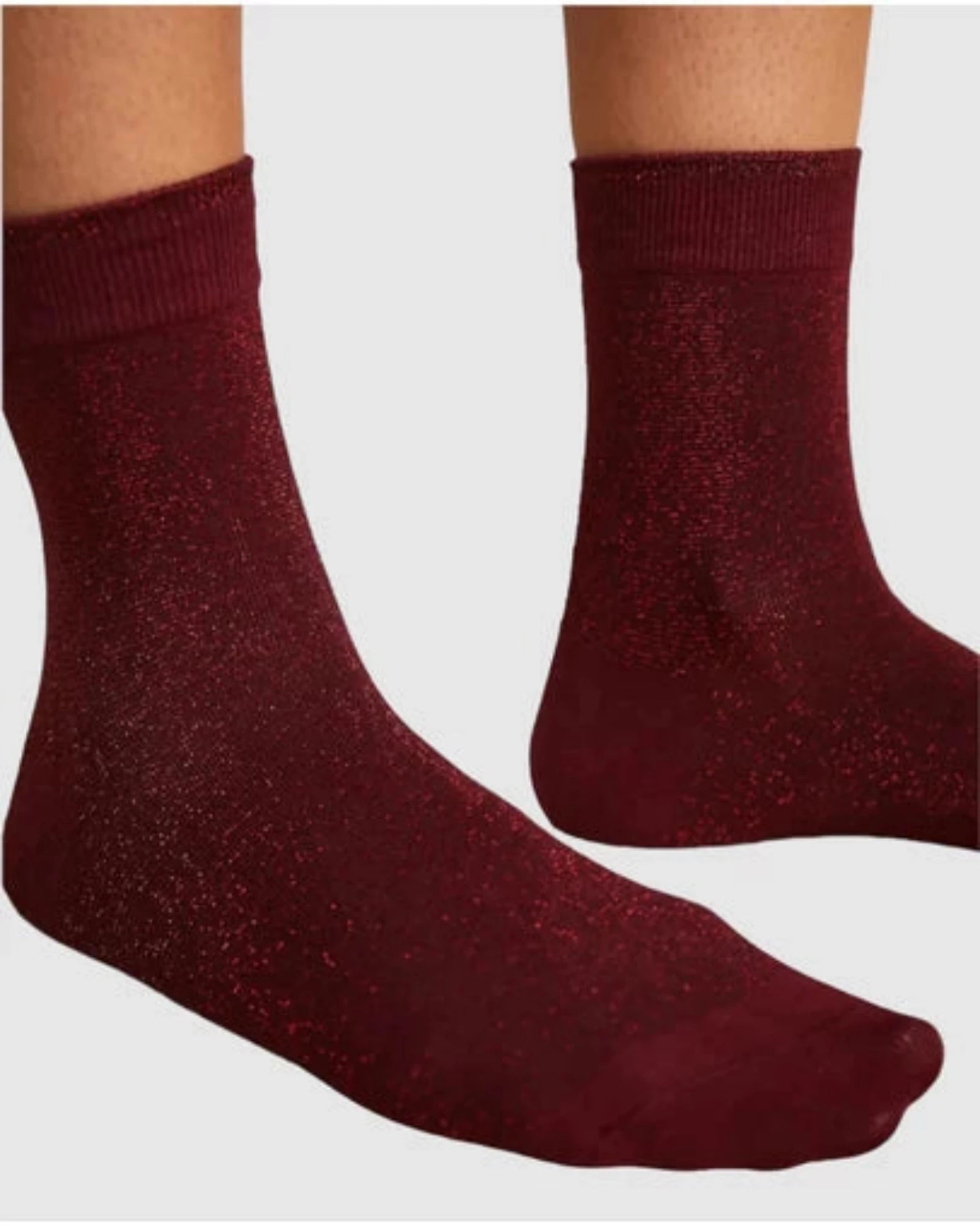 Glitter Stripe Sock - Wine