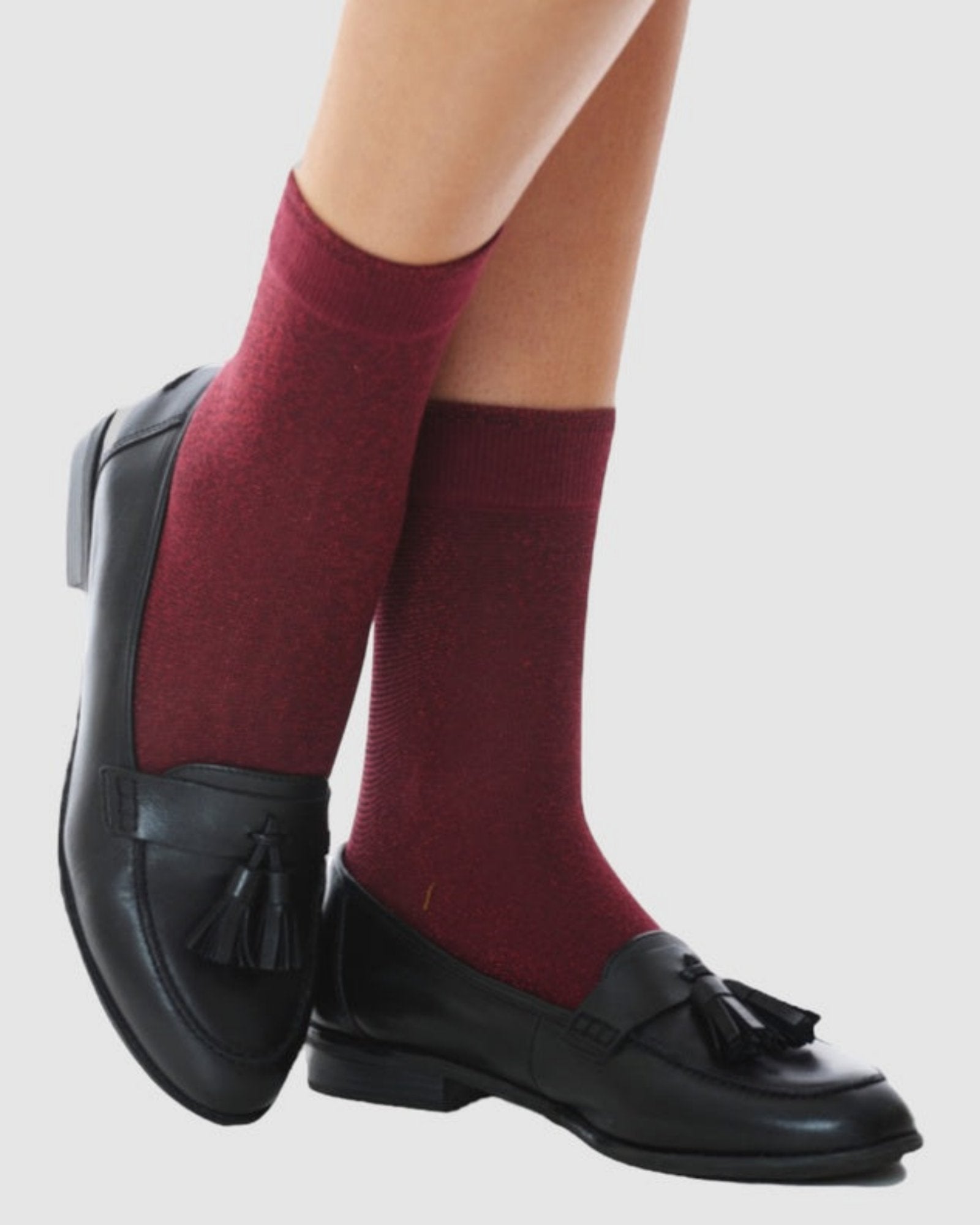 Glitter Stripe Sock - Wine