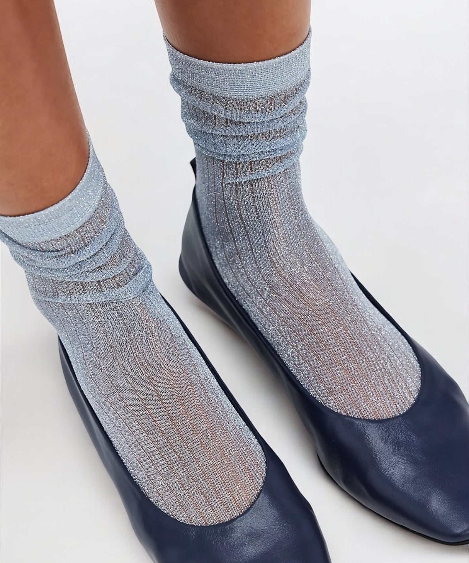 Beam Ribbed Lurex Cotton Sock