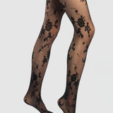 Floral Jacquard Sheer Tights
