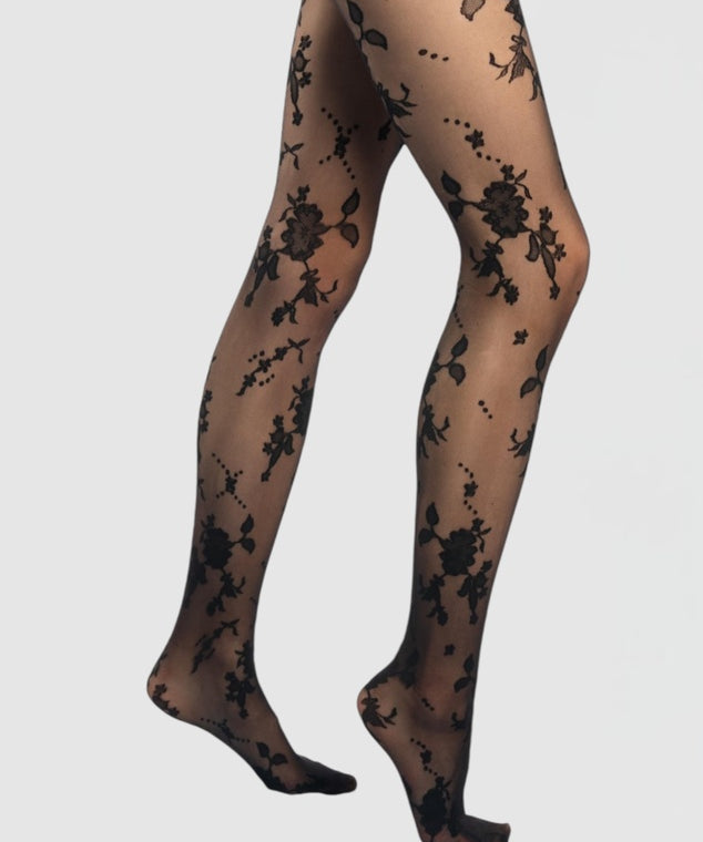 Floral Jacquard Sheer Tights