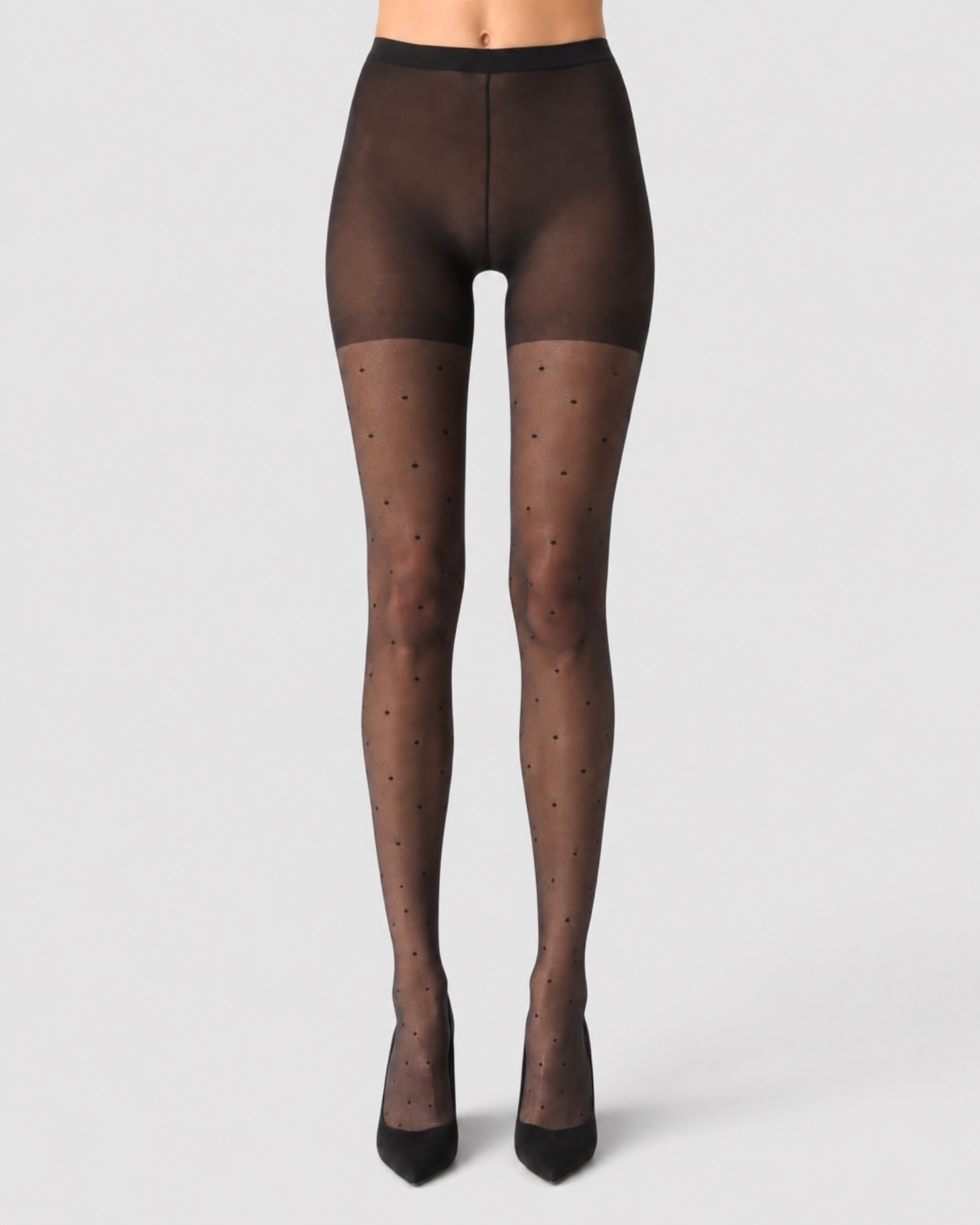 Le Dot Sheer Tights - Black