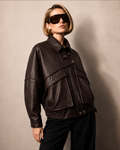 Margot Textured Nappa Leather Jacket — Espresso