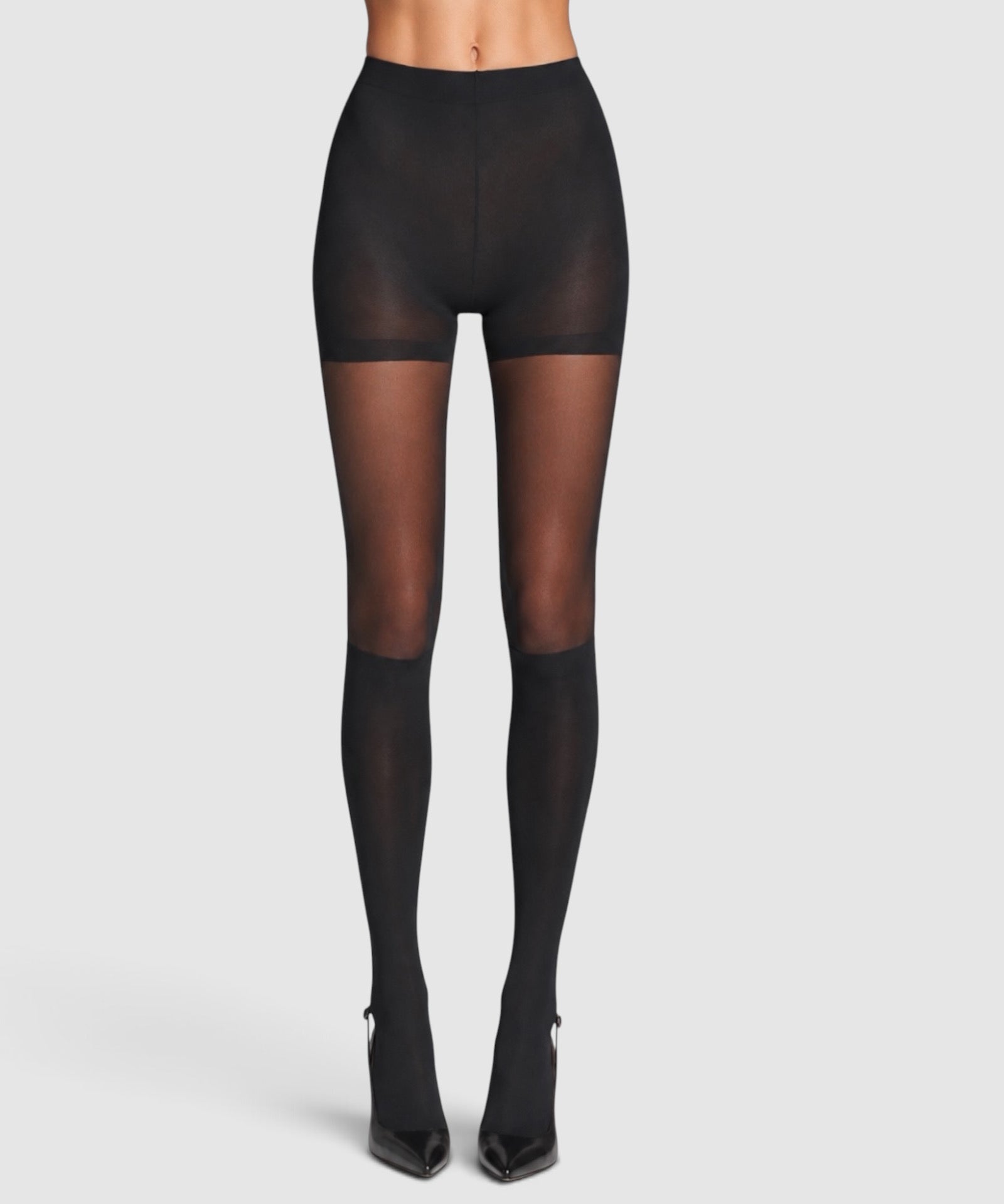 Sheer Illusion Tights  - Black