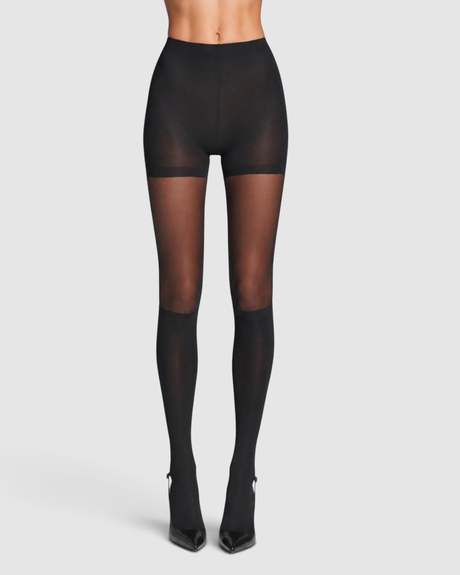 Sheer Illusion Tights  - Black